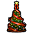 クリスマスツリー赤・庭の画像